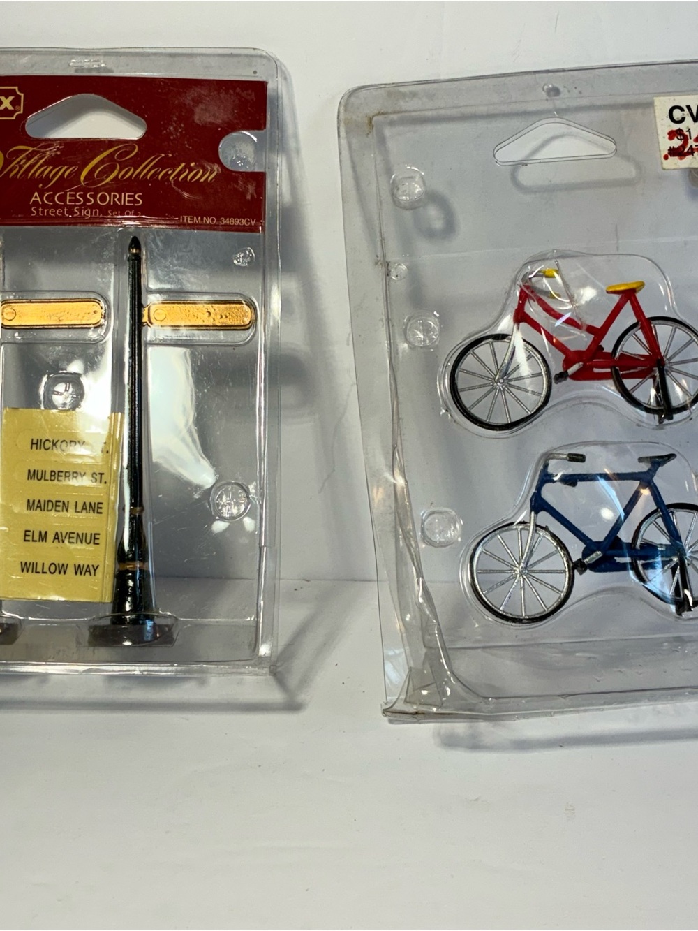 Lemax Village Collection Street Signs #34893 + Miniature Bicycle Set NOS